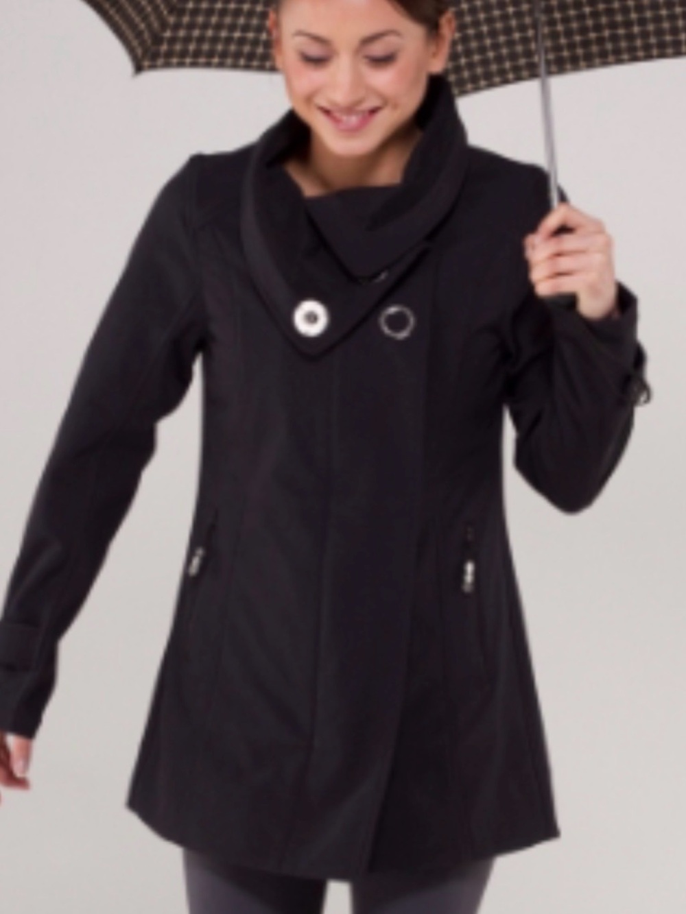 lululemon athletica Black Asymmetrical Collar Trench Coat
